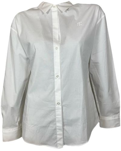 BOSS Girlfriend bluse weiß logo-stitching - Grau