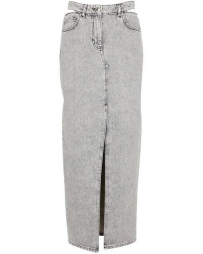 IRO Falda larga gris de mezclilla de algodón