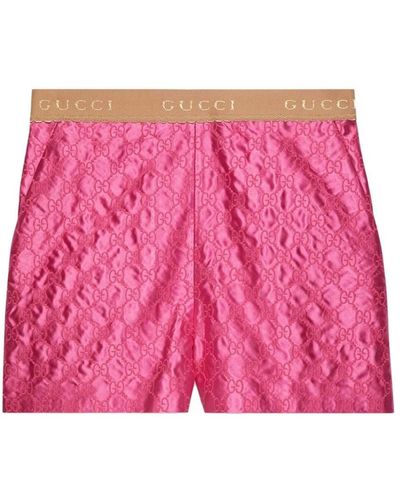 Gucci Fuchsia seiden shorts bestickt - Pink