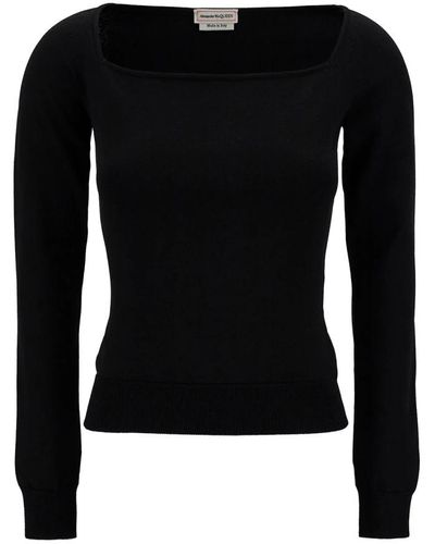 Alexander McQueen Sweaters negros con square neckline