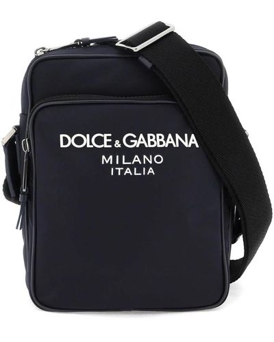 Dolce & Gabbana Gummierter logo nylon umhängetasche - Schwarz