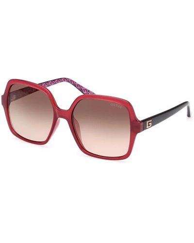 Guess Quadratische oversize-sonnenbrille mit braunen verspiegelten gläsern - Pink