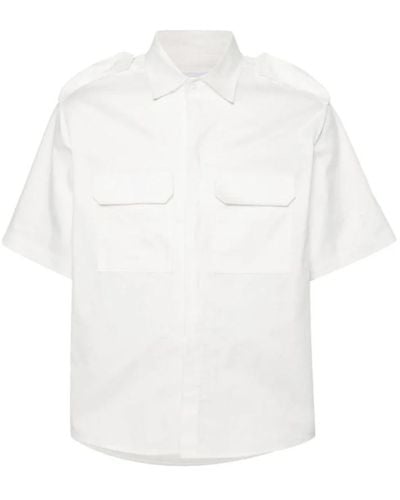 Neil Barrett Weiße kurzärmelige minimalistische hemd