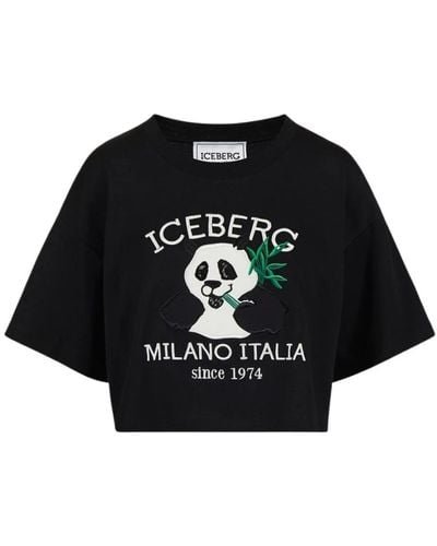 Iceberg T-shirt with cartoon graphics and logo - Nero