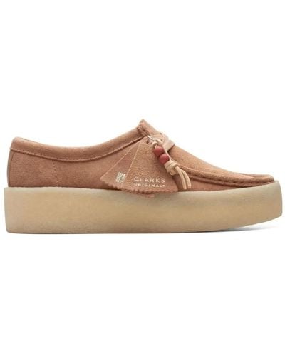 Clarks Wallabee Cup Suede Shoes In Standard Fit Size 3 Beige - Brown