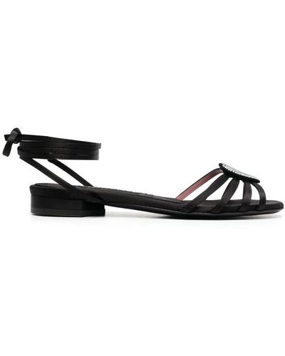 Les Petits Joueurs Shoes > sandals > flat sandals - Noir