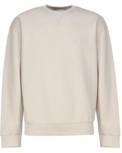 JW Anderson Baumwollpullover,pullover mit gesticktem logo - Weiß