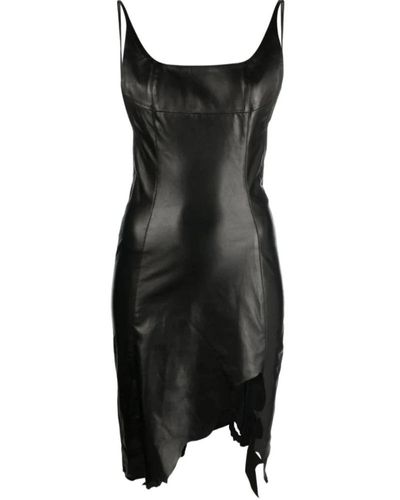 Coperni Distressed Leather Minidress - Black