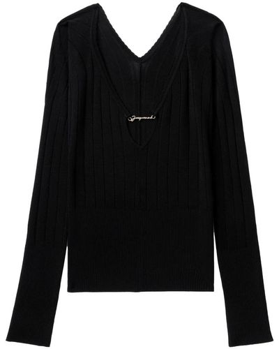 Jacquemus V-Neck Knitwear - Black