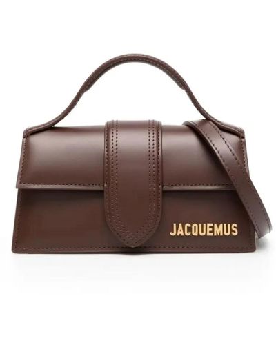 Jacquemus Braune lederne kleine handtasche mit goldenem logo