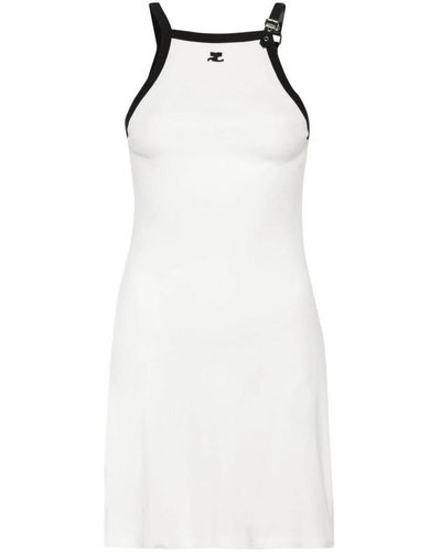 Courreges Halterneck-kleid mit kontrastierendem saum - Weiß