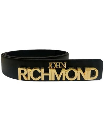 John Richmond Cinturón de cuero de lujo con logo - Negro