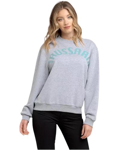 Trussardi Maxi lettering suéter gris de algodón