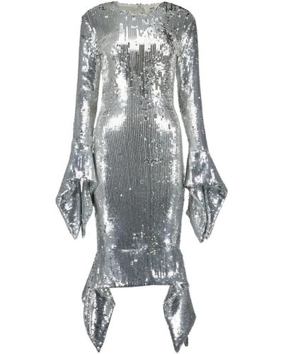 Ami Paris Vestido de lentejuelas con mangas fruncidas - Gris
