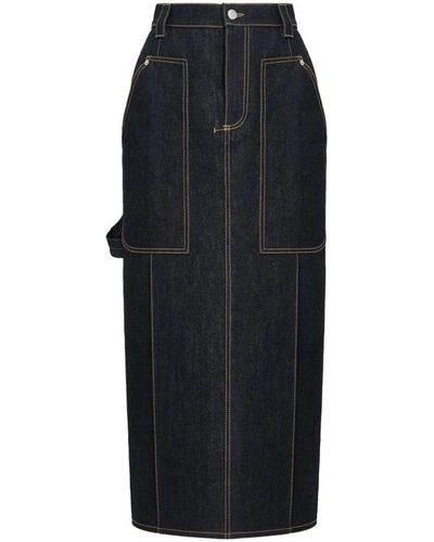 Alexander McQueen Jeans-Midirock mit hohem Bund - Schwarz