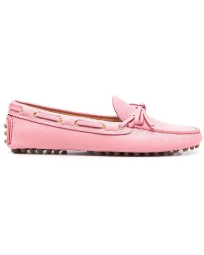 Car Shoe Rosa leder-fahrerschuhe mit schleifendetails - Pink