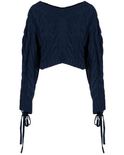 KENZO Cable Lace Up Jumper - Blau