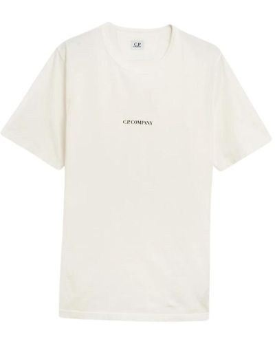 C.P. Company Magliette bianca con stampa logo - Bianco