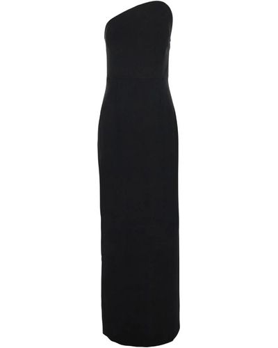 Solace London Vestido maxi negro asimétrico sin mangas sin tirantes