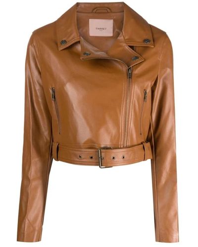 Twin Set Leather jackets - Braun