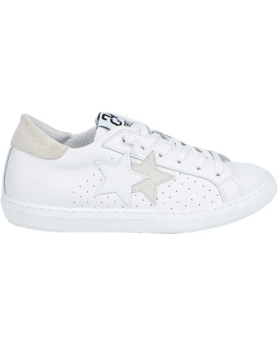 2Star Zapatillas blancas de cuero con estrellas - Blanco
