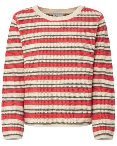 Pepe Jeans Round-Neck Knitwear - Red
