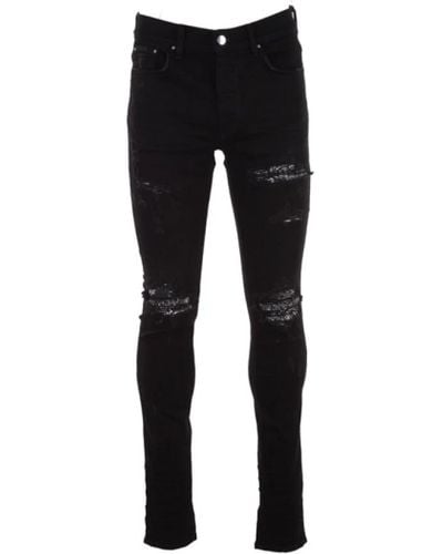 Amiri Schwarze skinny-fit jeans mit bandana-print