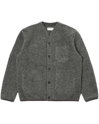 Universal Works Cardigan in lana fleece grigio marl