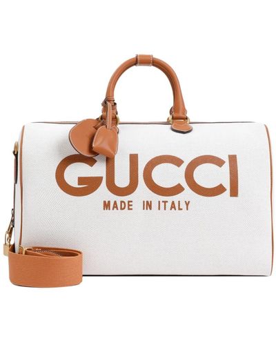 Gucci Borsa duffle in tela con logo beige - Multicolore