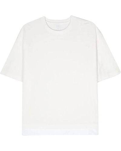 Neil Barrett Weiße baumwoll-t-shirt mit taillenstreifen