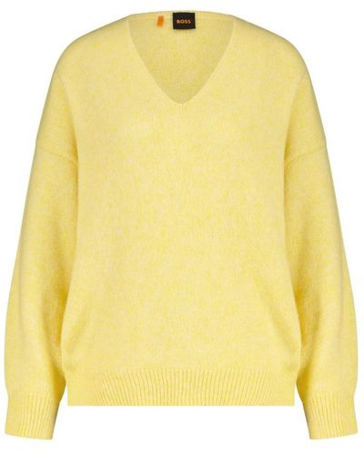 BOSS V-Neck Knitwear - Yellow