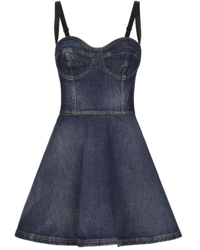 Dolce & Gabbana Vestido corsetero corto de denim - Azul
