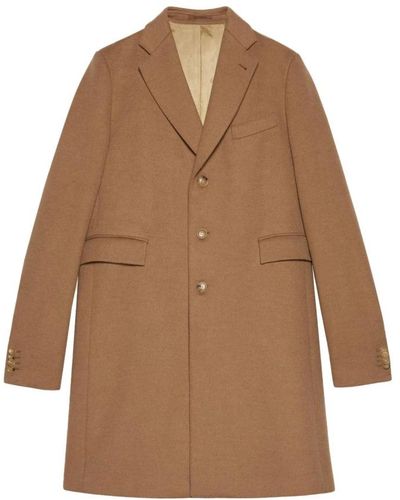 Gucci Single-Breasted Coats - Brown