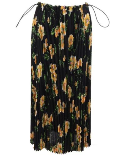 Balenciaga Falda plisada con estampado floral - Negro