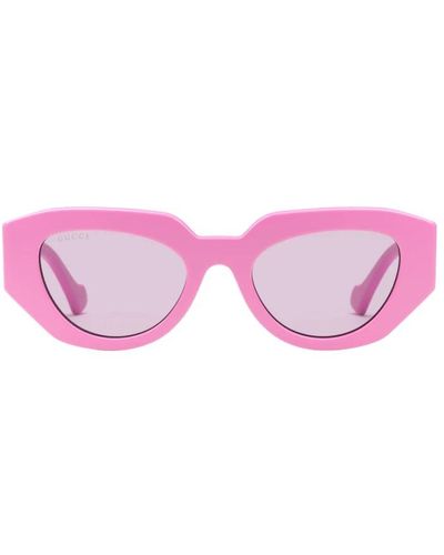 Gucci Rosa cateye sonnenbrille für frauen mit logo-geprägten bügeln - Pink