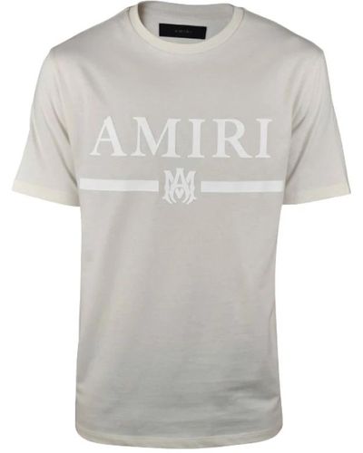 Amiri R rundhals weißes logo t-shirt - Grau