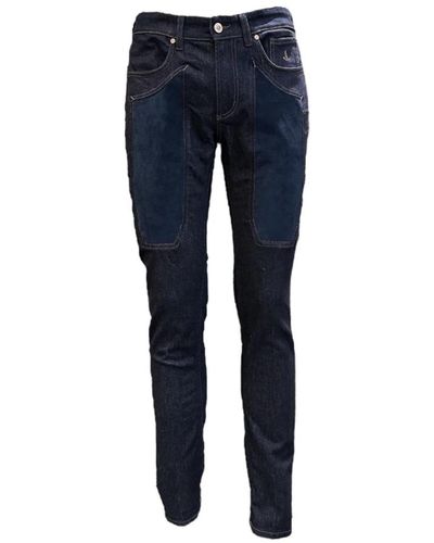 Jeckerson Jeans john 5 tasche toppe alcantara slim - 42 - Blu