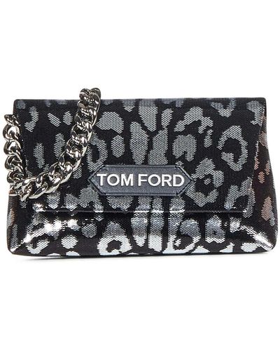 Tom Ford Silberne pailletten-leopardenmuster-tasche - Mettallic