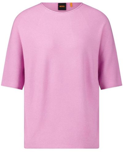 BOSS Weicher strick flamber pullover - Pink