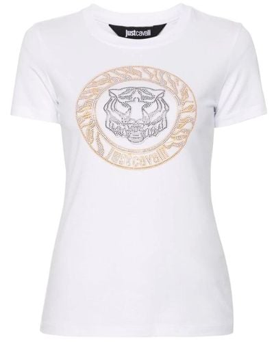 Just Cavalli Weiße grafik t-shirts und polos