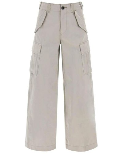 Sacai Pantalones cargo técnicos de peach skin - Gris