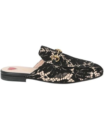 Gucci Princetown floral lace slippers - Nero