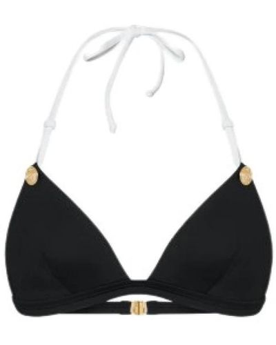 Moschino Triangel bikini top mit goldknöpfen - Schwarz