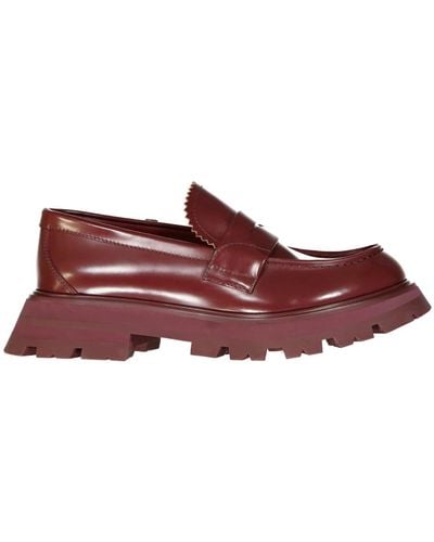 Alexander McQueen Leder-loafer mit gummisohle - Rot