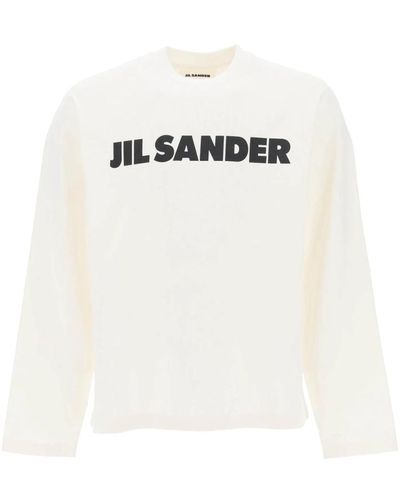 Jil Sander T-shirt a maniche lunghe con logo - Bianco