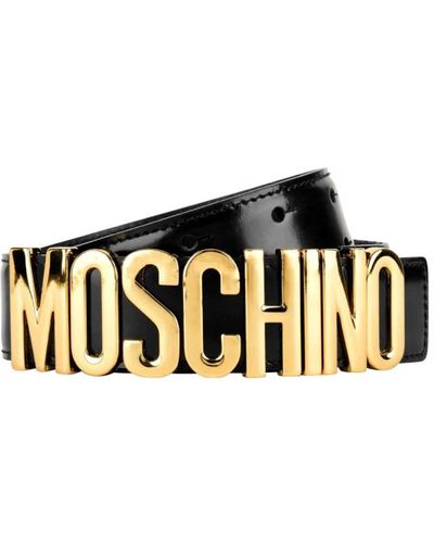 Moschino Cintura logo plaque nera - Metallizzato