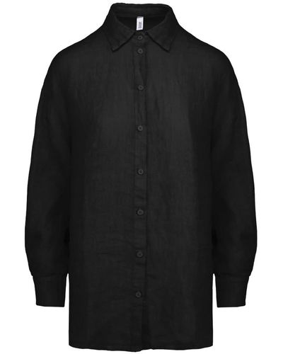Bomboogie Camisa de lino de corte holgado - Negro