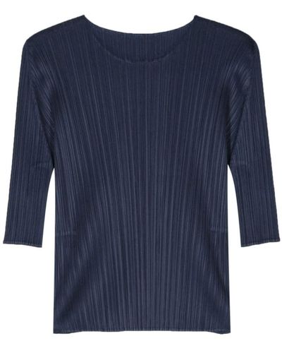 Issey Miyake Camisa casual de algodón para hombre - Azul