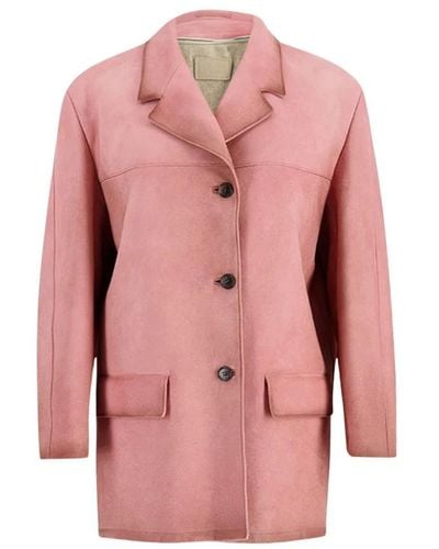 Prada Single-Breasted Coats - Pink
