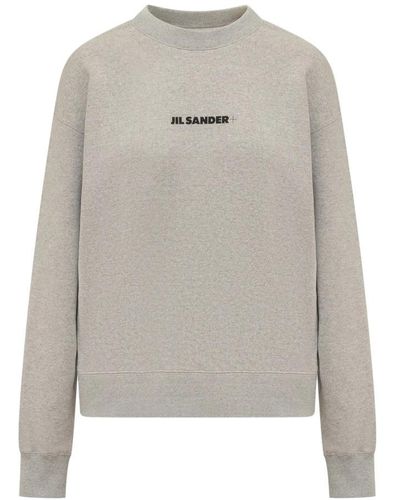 Jil Sander Oversize maglione in cotone melange grigio